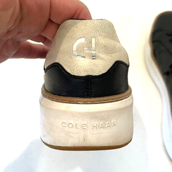 Cole Haan Grandpro Topspin Sneakers Black Leather Lace Up Size 8.5 White Sole - Picture 8 of 10